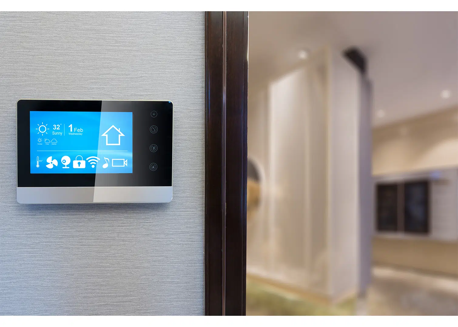 A programmable thermostat in a modern home